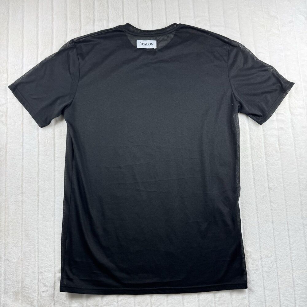 Étalon By Steve Canar Not So Basic Tee Men's Size M/L Black See Through Raw Neck